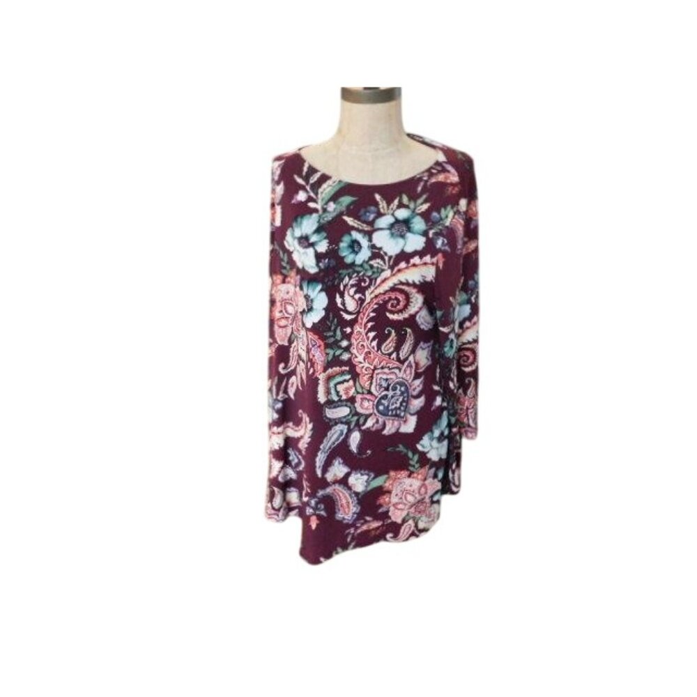 Chico's Size M Medium (1) Boho Paisley Floral Blouse Top